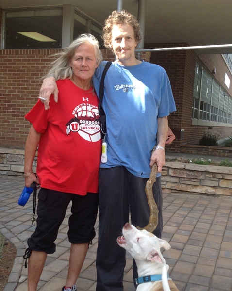 Casey Manning (right) with his mother Kelly and dog Kola